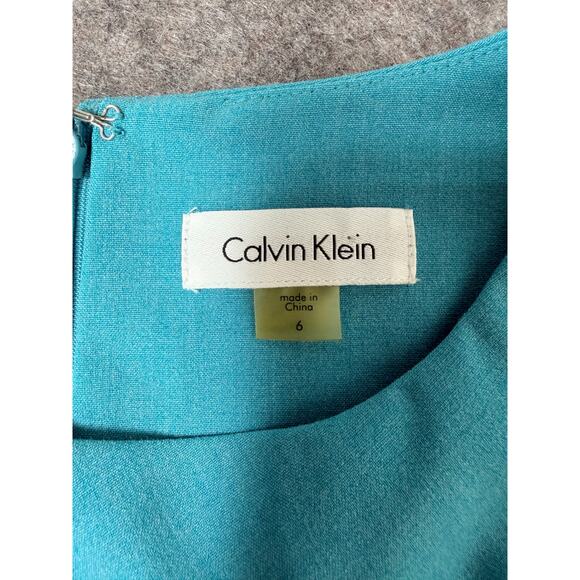 Calvin Klein Womens Dress Blue Aqua Sleeveless Pleated Bodice Knee Length Size 6 - Picture 7 of 11